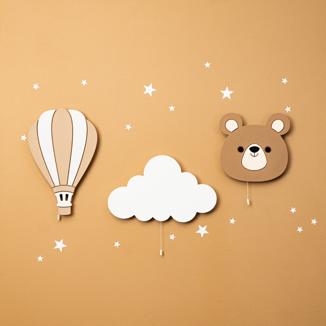 LED-Wandnachtlicht Bär aus handbemaltem Holz | Kawaii-Design - Variante Modell Komplettset (3 Teile) LED-Wandnachtlicht Bär aus handbemaltem Holz | Kawaii-Design - Variantenbild Modell Komplettset (3 Teile) von Cozy Collections