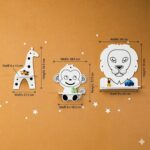 Kinder-Wandregal 3 Safari-Tiere - Löwe, Affe, Giraffe aus Naturholz – Bild 6
