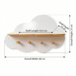 Wandregal Wolke mit 4 Holzhaken | 2-in-1 Aufbewahrung und Aufhängung – Bild 6