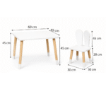 Set Tisch und 2 Stühle Weißes Kaninchen aus Naturholz | Montessori – Bild 6