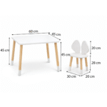 Set Tisch und 2 Stühle mit Hundeohren aus weißem und naturfarbenem Holz | Design Puppy – Bild 5