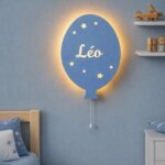 Personalisiertes Ballon-Wandnachtlicht mit Namen | LED Nachtlicht Holz