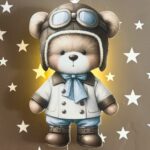 LED-Wandnachtlicht Fliegerbär | LED Nachtlicht Holz