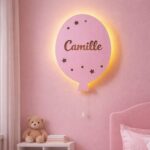 Personalisiertes Ballon-Wandnachtlicht mit Namen | LED Nachtlicht Holz