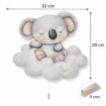 Wandnachtlicht Koala schlafend auf Wolke | LED Nachtlicht Holz