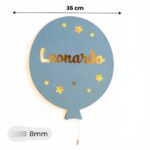Personalisiertes Ballon-Wandnachtlicht mit Namen | LED Nachtlicht Holz