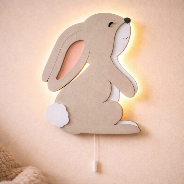 Widderkaninchen LED-Wandnachtlicht aus mehrschichtigem Holz | LED Nachtlicht Holz
