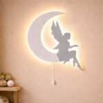 Fee auf dem Mond LED-Wandnachtlicht aus Holz | LED Nachtlicht Holz