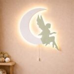 Fee auf dem Mond LED-Wandnachtlicht aus Holz | LED Nachtlicht Holz
