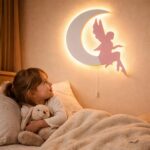 Fee auf dem Mond LED-Wandnachtlicht aus Holz | LED Nachtlicht Holz