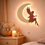 Fee auf dem Mond LED-Wandnachtlicht aus Holz | LED Nachtlicht Holz