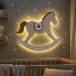 Schaukelpferd LED-Wandnachtlicht | LED Nachtlicht Holz
