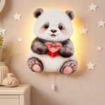 Kawaii Panda mit Herz LED-Wandnachtlicht | LED Nachtlicht Holz
