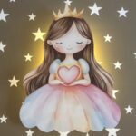 Prinzessin Krone und Herz LED-Wandnachtlicht | LED Nachtlicht Holz