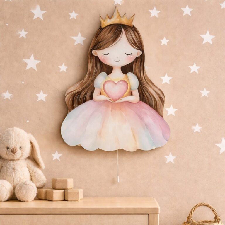 Prinzessin Krone und Herz LED-Wandnachtlicht | LED Nachtlicht Holz