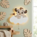 Personalisiertes Löwenbaby auf Wolke LED-Wandnachtlicht | LED Nachtlicht Holz