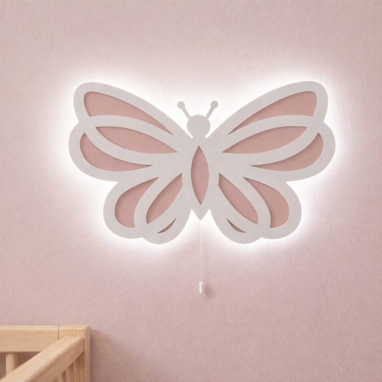 Schmetterling LED-Wandnachtlicht aus Holz 2 Lagen | LED Nachtlicht Holz