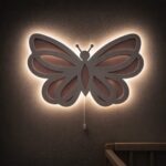 Schmetterling LED-Wandnachtlicht aus Holz 2 Lagen | LED Nachtlicht Holz